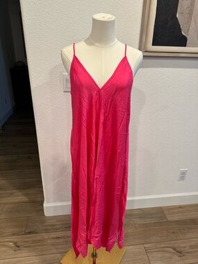 Seafolly pink silk blend handkerchief cover up size small nwt
